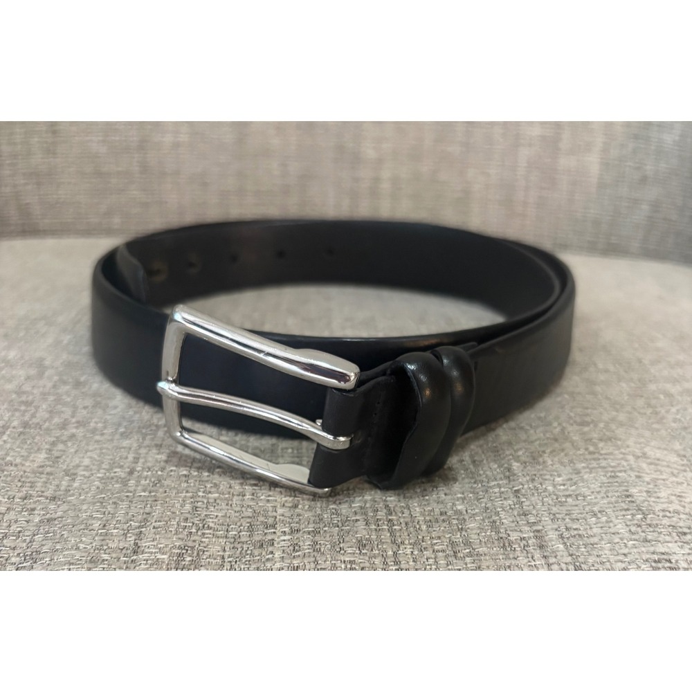 Polo Ralph Lauren Mens Black Leather Dress Belt Silver Buckle 36 405070167-001
